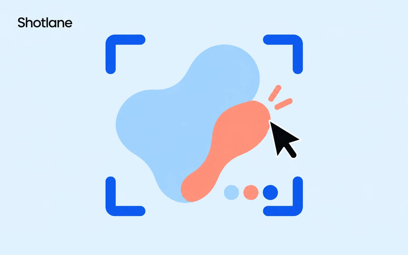 Shotlane 抽象宣传图，以截取框、指针与色块表达截图、标注和取色